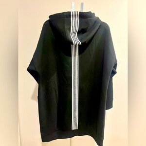 Solutions! Long Structured Fleece Hoodie in Black/White-Size XL